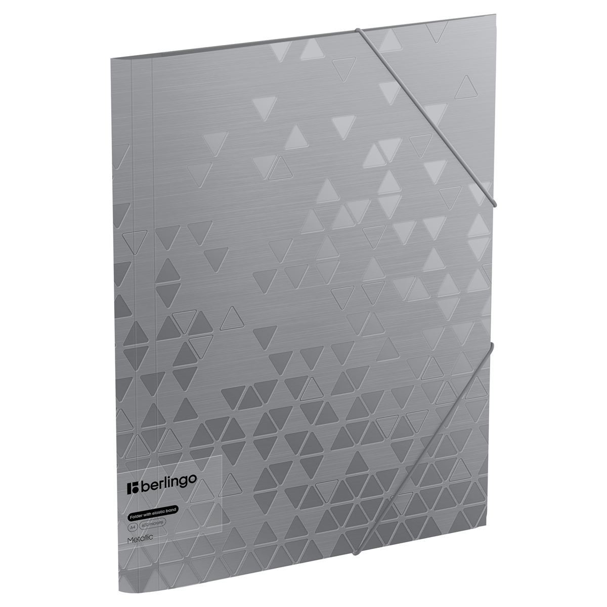 Папка на резинке Berlingo "Metallic" А4, 600мкм, серебряный металлик